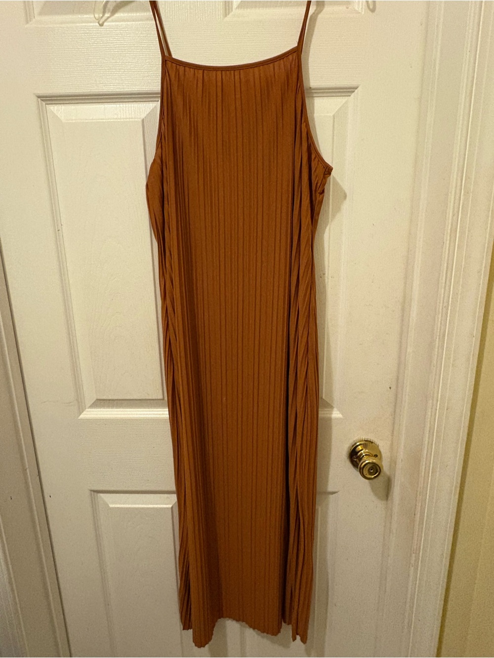 Target Women's Ribbed Maxi Slip Dress in Rust Brown
